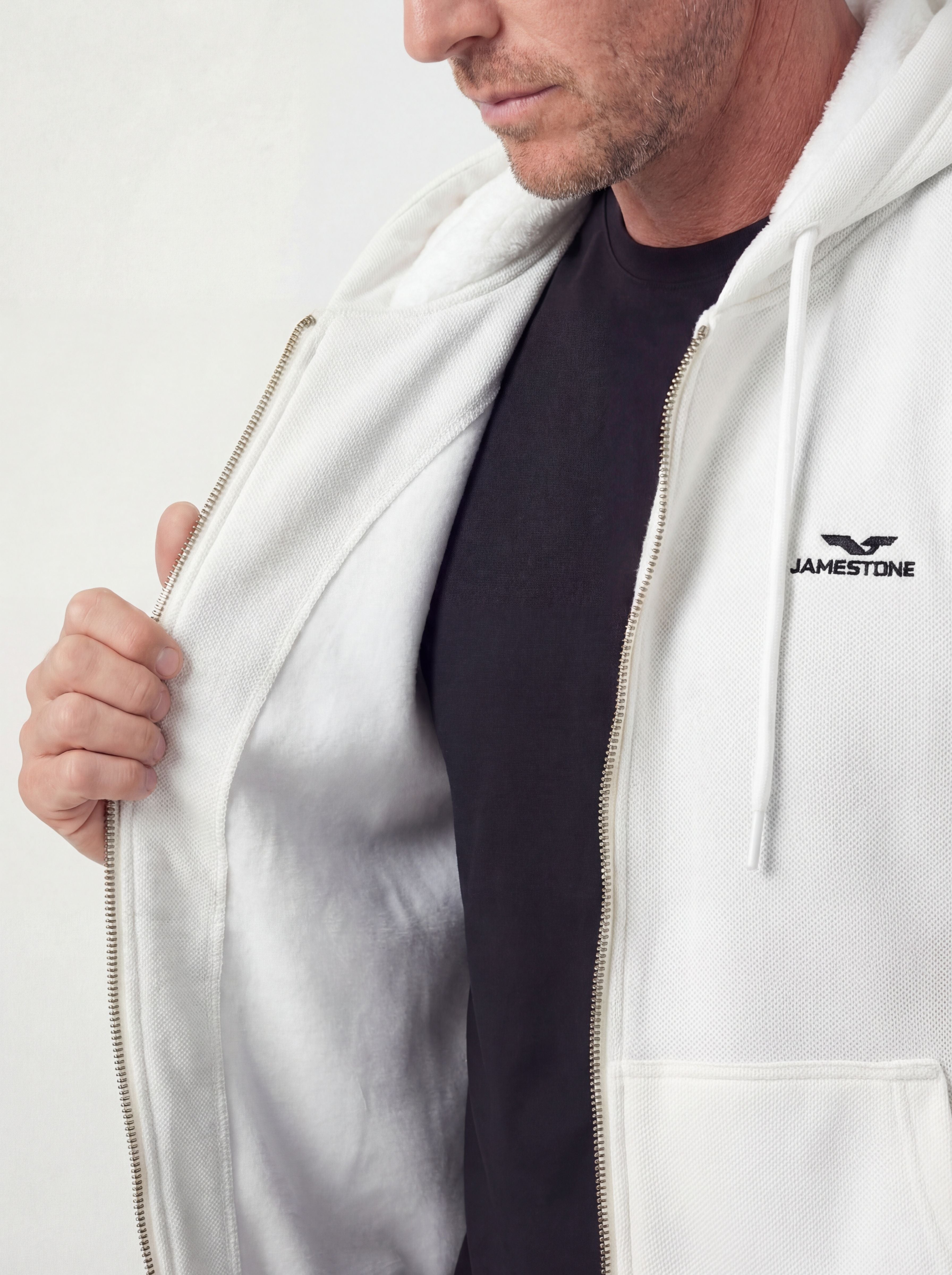 Hoodie zippé en piqué doublé polaire - JS Arctic