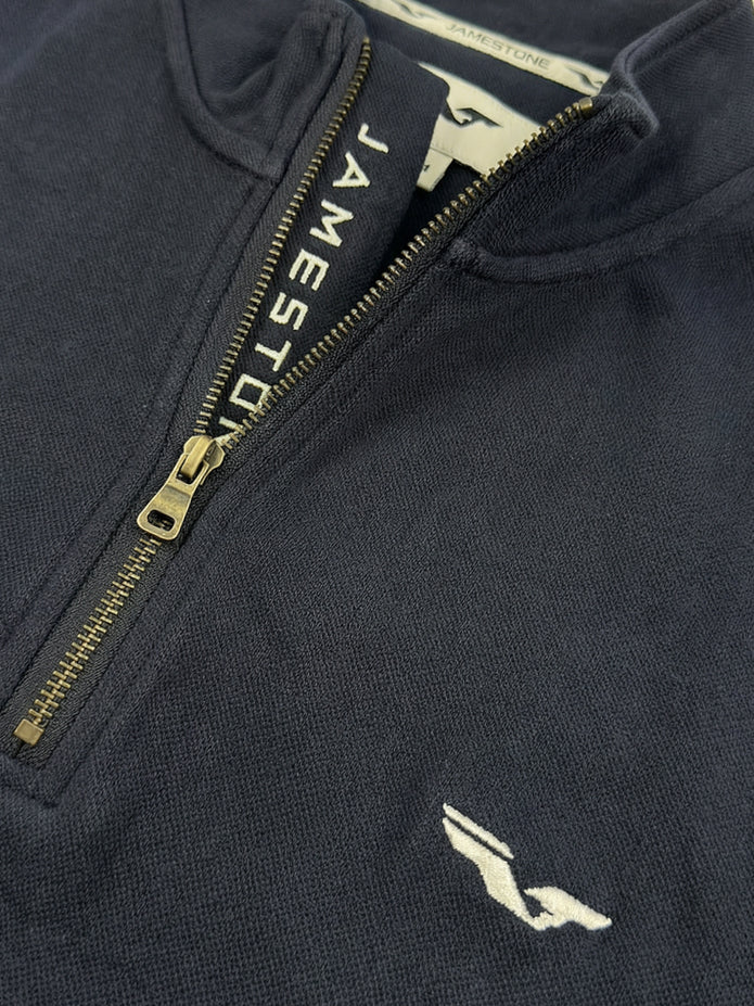 Pull demi-zip Jamestone – JS Ashford (100% coton piqué)