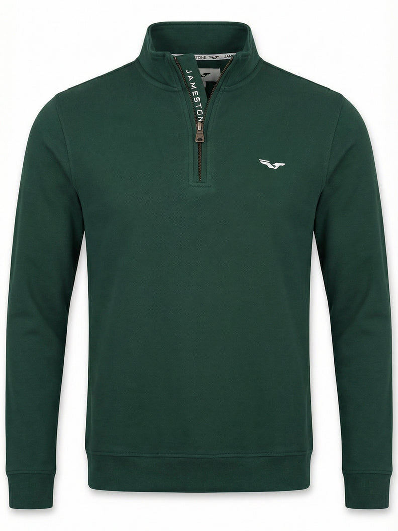 Pull demi-zip Jamestone – JS Ashford (100% coton piqué)