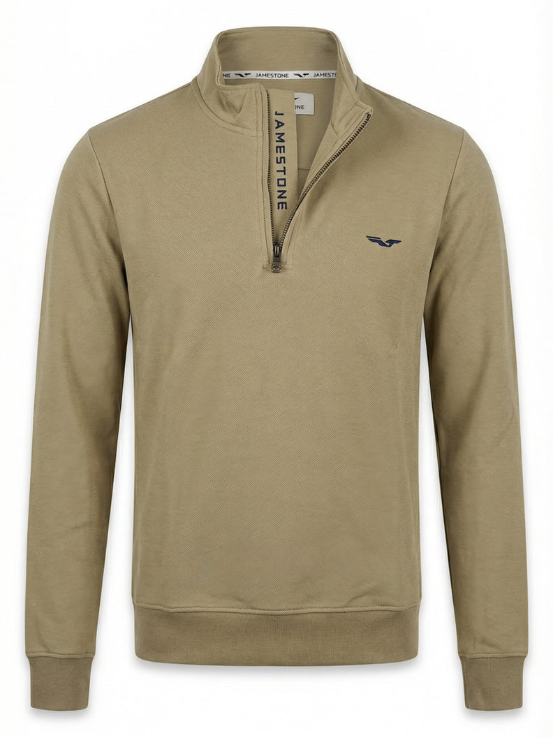 Pull demi-zip Jamestone – JS Ashford (100% coton piqué)