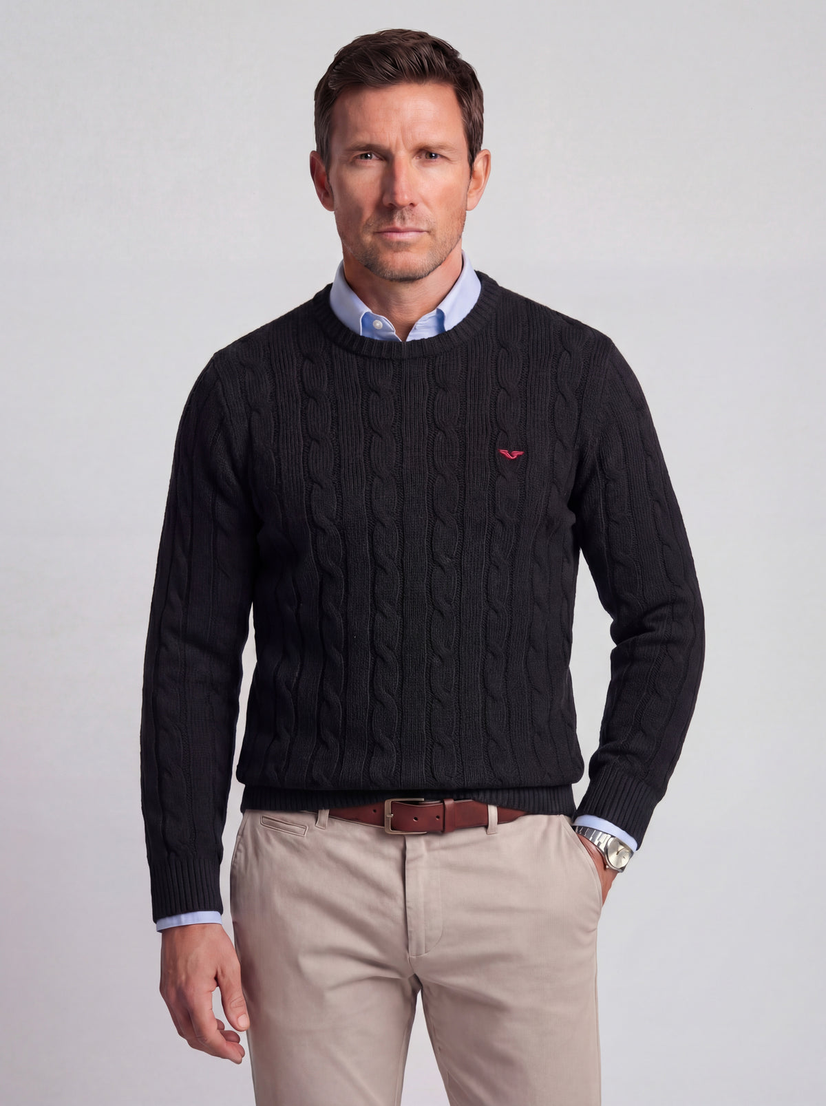Tricot maille Torsadé 100% coton (Col rond) - JS Winchester