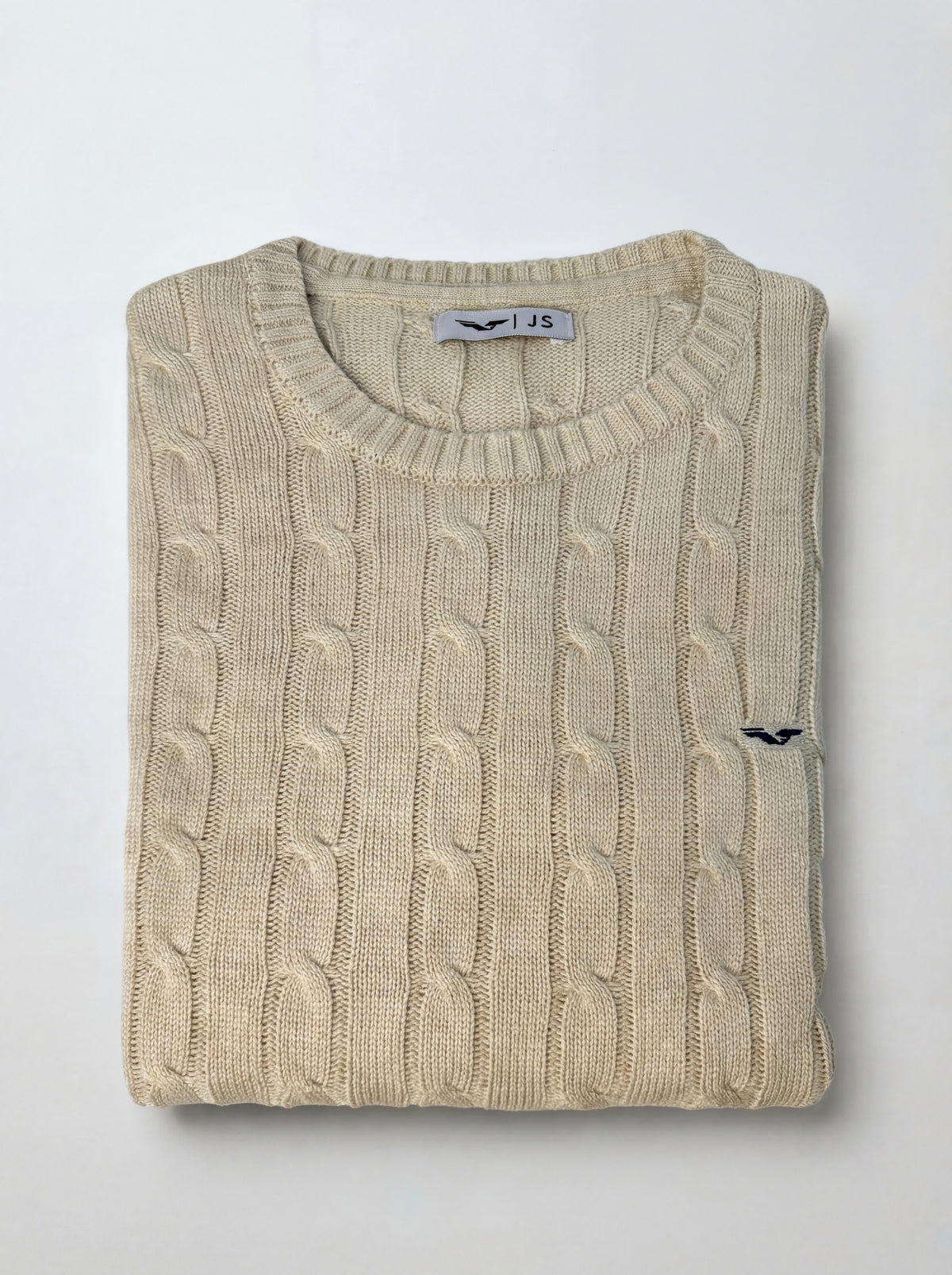 Tricot maille Torsadé 100% coton (Col rond) - JS Winchester