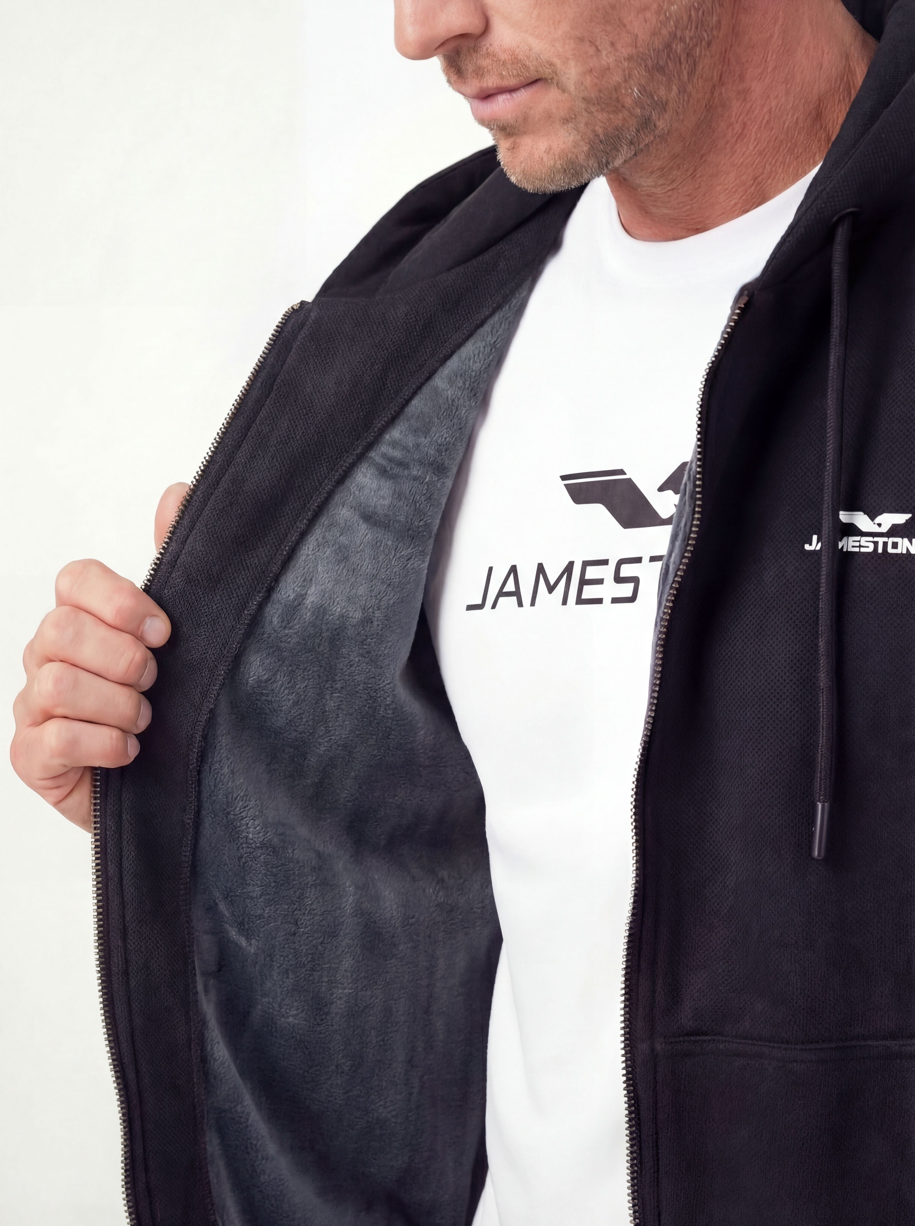 Hoodie zippé en piqué doublé polaire - JS Arctic