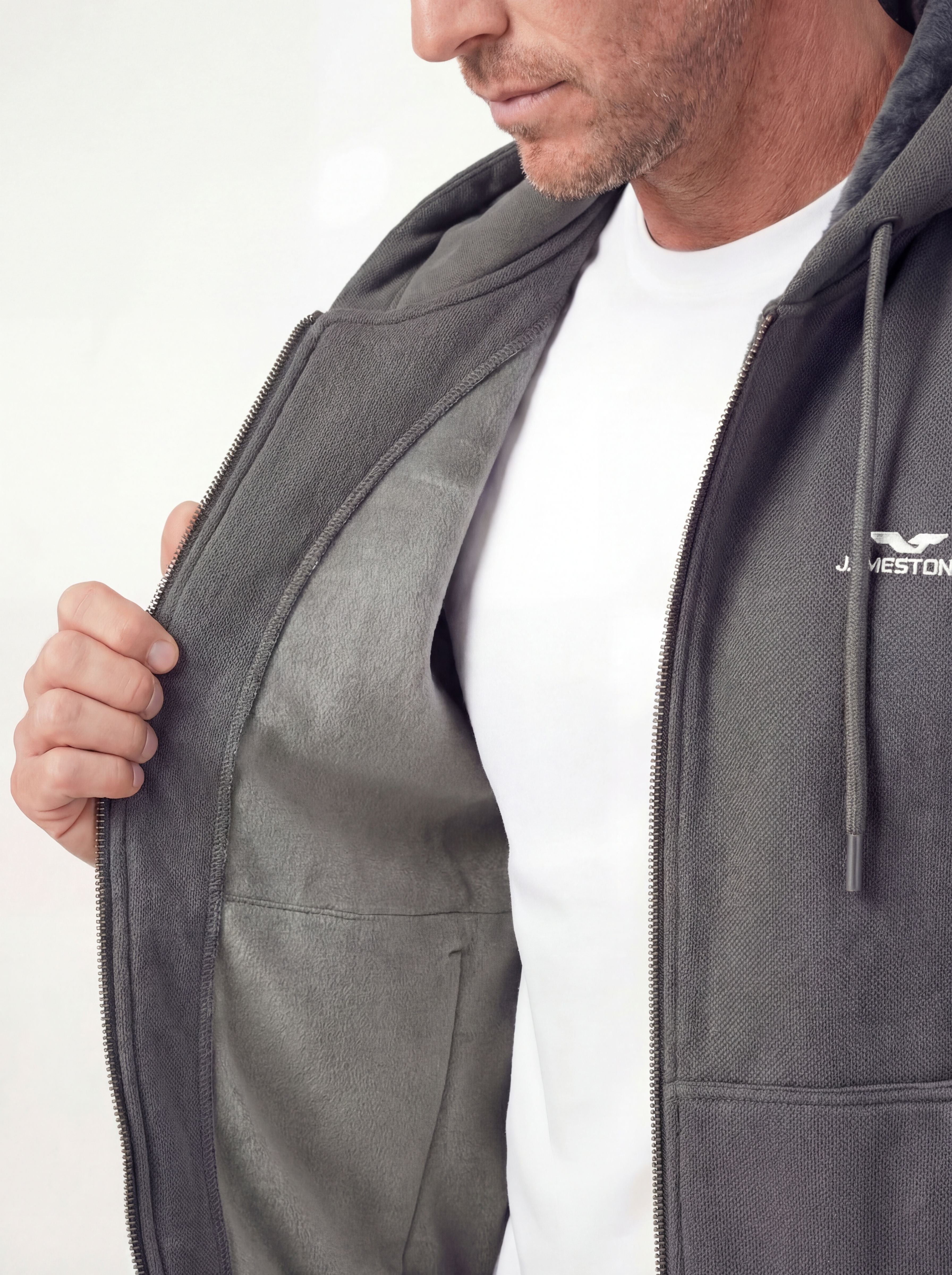 Hoodie zippé en piqué doublé polaire - JS Arctic