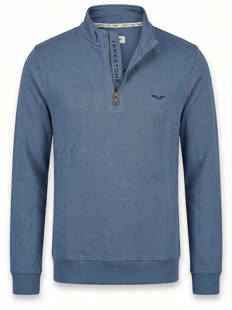 Pull demi-zip Jamestone – JS Ashford (100% coton piqué)