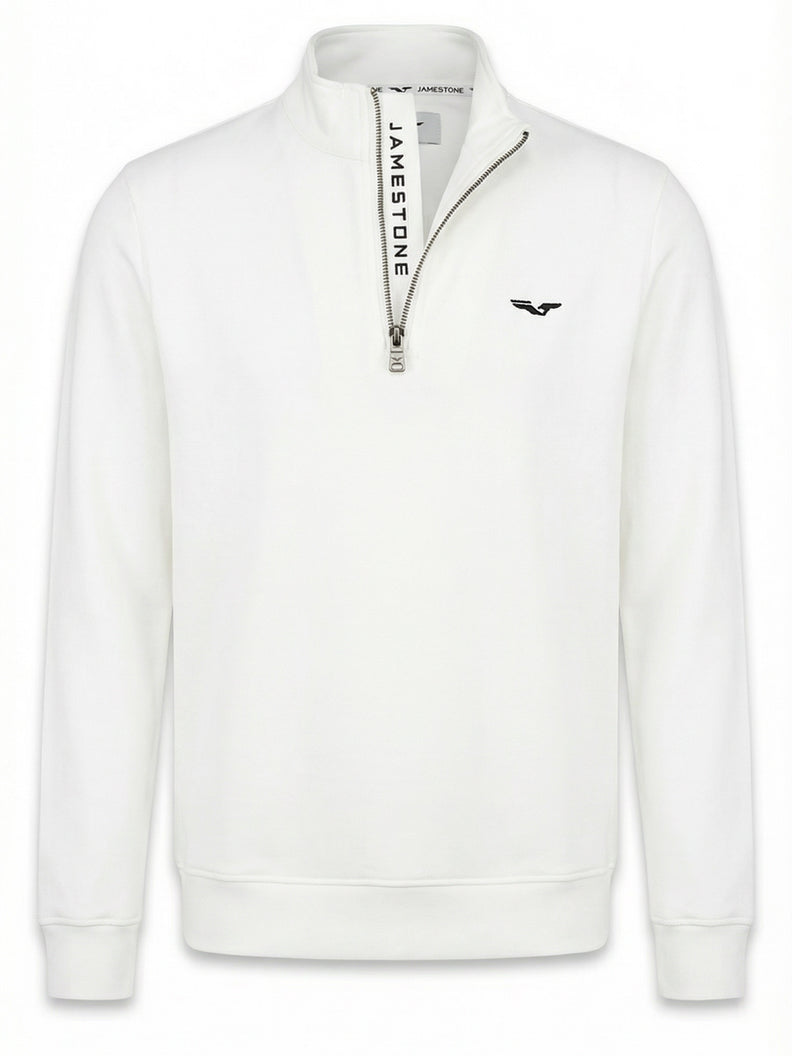 Pull demi-zip Jamestone – JS Ashford (100% coton piqué)