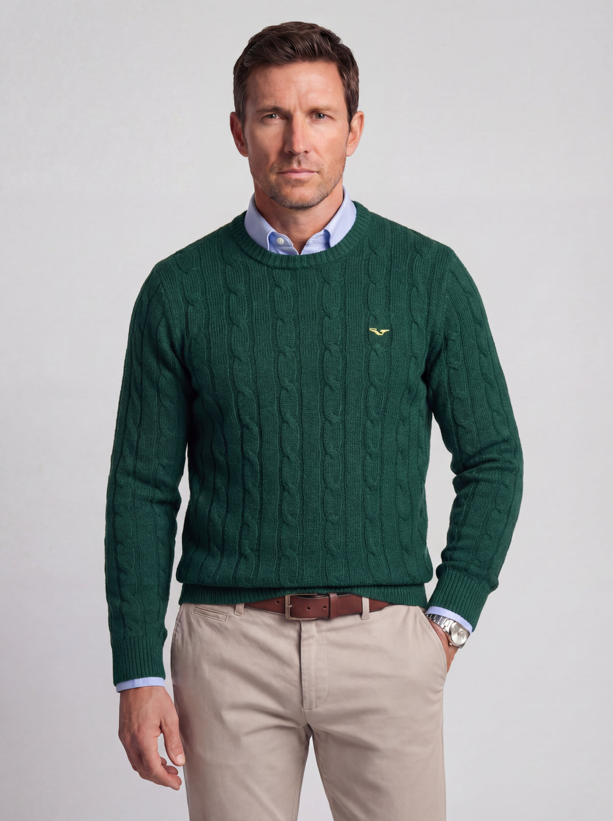 Tricot maille Torsadé 100% coton (Col rond) - JS Winchester