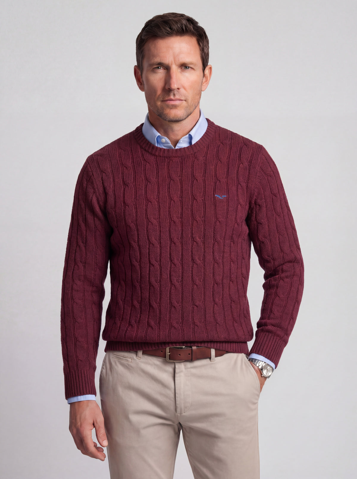 Tricot maille Torsadé 100% coton (Col rond) - JS Winchester